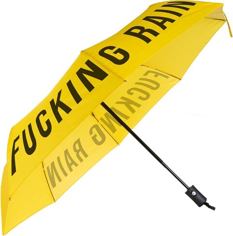 Fisura - Original foldable umbrella “f*cking rain". Yellow and black mini umbrella. Small women’s umbrella. Automatic foldable umbrella. Travel umbrella. in Saudi Arabia