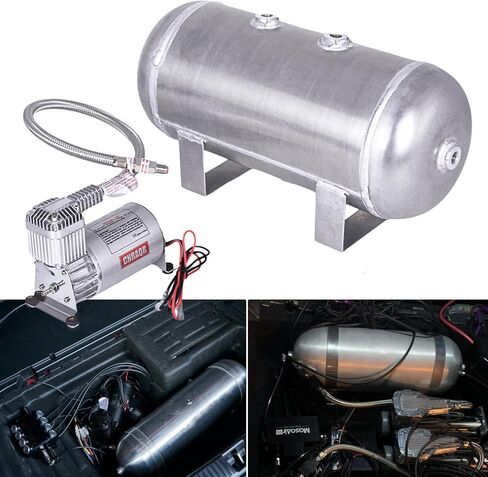 150 PSI Air Compressor with 1.6 Gallon 200 PSI Air Tank Aluminum Air Compressor Onboard System 12V 1/4NPT for Train Truck Trailer Train Auto Air Lift Suspension Heavy Duty Air Horn Compressor in Kuwait