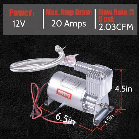 150 PSI Air Compressor with 1.6 Gallon 200 PSI Air Tank Aluminum Air Compressor Onboard System 12V 1/4NPT for Train Truck Trailer Train Auto Air Lift Suspension Heavy Duty Air Horn Compressor in Kuwait