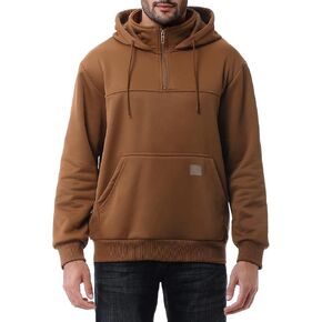 Men's Fashion Hoodies Sweatshirts Loose Fit Heavyweight Quarter-Zip Sweatshirt Fleece-Lined Pullover in Saudi Arabia