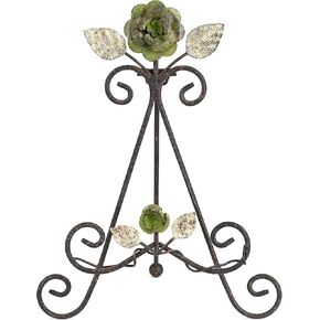 Large Vintage Scroll Style Plate Stand , Metal Plate Holder Display Stand, 13" H Picture Frame Photo Stand for Home Decor, Unique Bronze