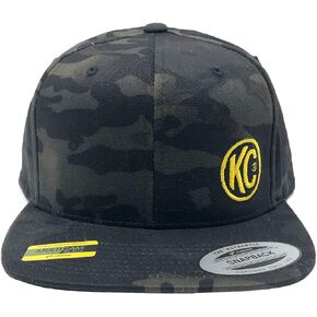 KC HiLiTES 70212 KC Logo - Flat Bill Snapback Trucker Hat - Black MultiCam - One Size