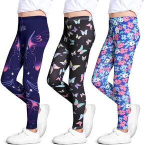 3 Pack Girls Printed Leggings Yoga Pants Leggings for Kids 2-11 Years