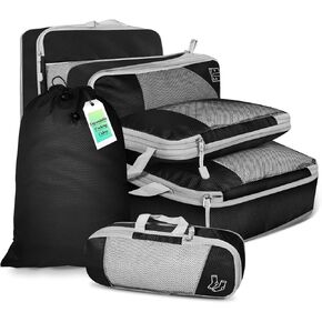 6 Counts Expandable Packing Cubes Travel Accessories Compression Packing Organizers For Luggage Suitcase Multicoloured Durable Travel Organizers (Black)