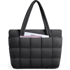 BAGSMART Expandable Tote Bag for Women, Puffer Small tote bag with Zipper, Travel Tote Bags Casual Handbags Nurse Bag
