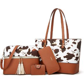 Women Fashion Handbags Wallet Tote Bag Shoulder Bag Top Handle Satchel Purse Set 4pcs