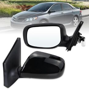 Left Driver Side Mirror Compatible With 2009 2010 2011 2012 2013 Toyota Corolla With Power Glass Manual Folding Heated Black Replace#8790902A81(5Pins）