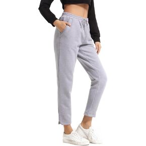Womens Heavy Fleece Warm Wide Leg with Slit Sweatpants Comfortable Athletic Trousers with Pockets