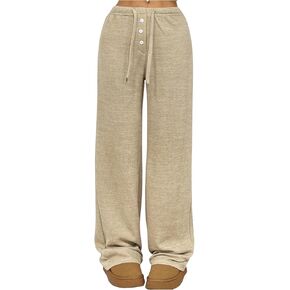OYOANGLE Women's Straight Leg Jogger Pants Baggy Drawstring Low Waist Sweatpants Streetwear