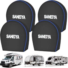 4 Pack RV Tire Covers - 600D Hard Wheel Covers Protector Wheels - Tire Covers for RV, Trailer, Truck, SUV, Campervan, Boat and Van, Heavy Duty and Waterproof Tire Covers (Fit Tire Diameter 27"-29")
