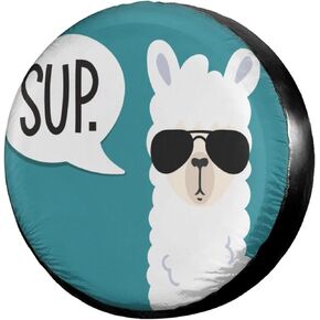 Funny Llama Spare Tire Cover Dust-Proof Wheel Tire Cover Fit Trailer, RV, SUV and Many Vehicle 17 Inch