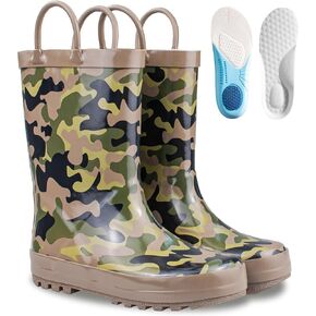 Hbxooxts Kids Rain Boots with Cotton Lining, Rubber Construction, Prints for Comfort and Style
