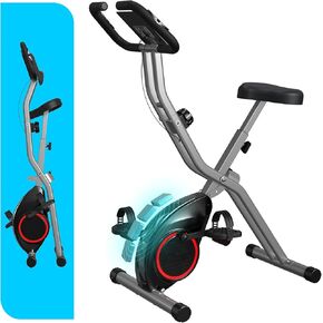 Stationary Exercise Bike for Home Workout | 2024 Upgraded 4 IN 1 Foldable Indoor Cycling Bike for Seniors | 300LB Capacity, 16-Level Magnetic Resistance, Seat Backrest Adjustments Black