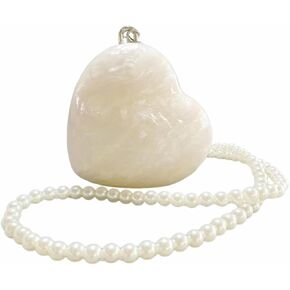 Cute Heart Shape Acrylic Clutch Trendy Pearl Chain Love Heart Handbag Marble Acrylic Heart Evening Bag Chain Purse