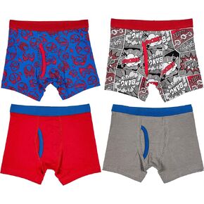 Trimfit Boys Cotton/Spandex Boxer Briefs (Pack of 4 Tagless Kids Underwear), Heart of Hero, X-Large / 10-12