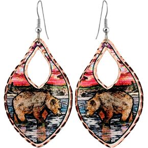 FRONT LINE JEWELRY Artisan-crafted Northern Lights Grizzly Bear Earrings for Women. Alaska Bear Jewelry Featuring Wildlife-inspired Alaska Earrings