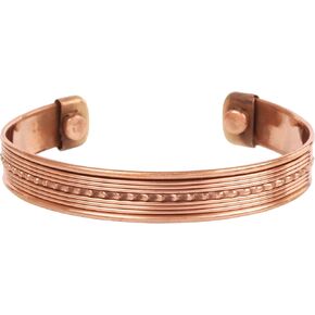 Touchstone Copper Magnetic Hand Forged With Solid And High Gauge Tibetan Minimalistic Elegance Pure Copper Mesmerizing Pattern Bracelet In Triple Tones