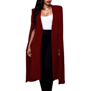Women's Long Open Slit Sleeve Cloak Capes Jacket 4XXL Open Front Long Slit Blazer Cape Coat Plus Size