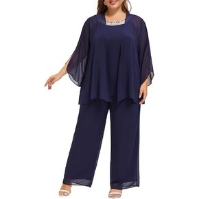 بالإضافة إلى حجم الدعاوى بانت أم العروس 3 قطعة مجموعات الشيفون اليد مخيط الماس حفل زفاف الزي in Kuwait