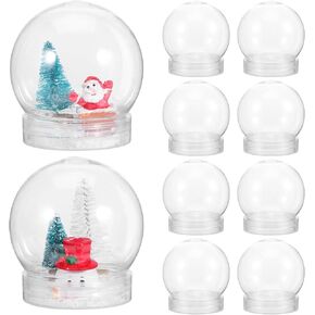 10 Pcs DIY Snow Globe Bulk 2.7 Inch Christmas Clear Snow Globe Kit with Screw Off Cap Plastic Empty Water Globe for DIY Craft Supplies Display Plant Decoration