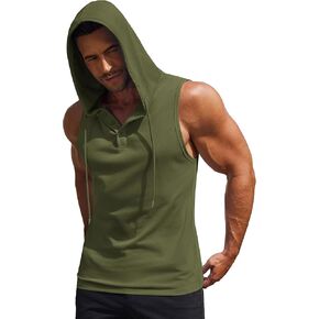 COOFANDY Men's Workout Hooded Tank Tops Cotton Bodybuilding Muscle Cut Off Shirt Sleeveless Gym Hoodies