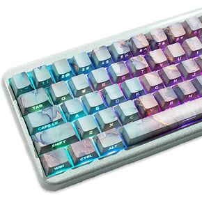 Side Print Keycaps, 131 Keys 75 Percent PBT Dye-Sub and Doubleshot Keycap Shine Through Cherry Profile fit for 60% 68% 75% Mechanical Keyboard (Marble Black)