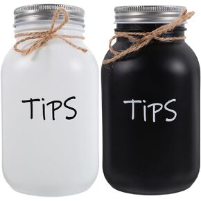 Cabilock 2pcs Glass Tips Jar for Money, Tip Box For Bartender, Bars, Money Container, for Musicians, Tip Jar for Restaurants, Glass Tip Boxes 1000ml