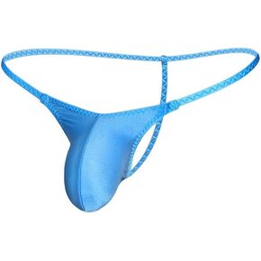 Lustrous Men's G-String Ultra-Slim Straps Thong V-Shaped Seam Sexy Pouch Blue