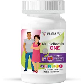 BariatricPal Multivitamin ONE 1 per Day! Bariatric Multivitamin Chewable with 45mg Iron - Mixed Berry (30 Count)