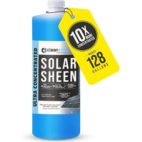 Solar Panel Cleaner Solar Sheen (Makes 128 Gallons) - Super Concentrated Glass & Solar Panel Cleaning, Remove Oils, Fingerprints & Water Spots - (32 oz)