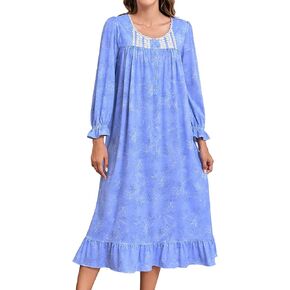 MZROCR Cotton Nightgowns For Women Long Sleeve Night Gowns Soft Women's Sleepwear Loungewear for Women Ladies Nightgowns