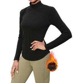 Angel season Fleece Thermal Shirts for Women Mock Neck Long Sleeve Workout Top Athletic Base Layer for Cold Weather Gear