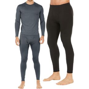 Thermajohn Long Johns Set + Bottoms Size XS Charcoal Set Black Bottoms