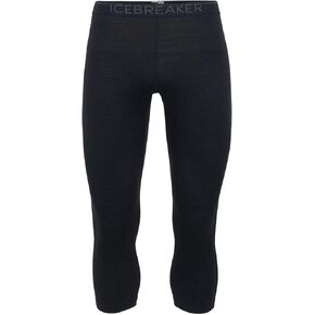 Icebreaker Merino 200 Oasis Cold Weather 3/4 Leggings - Wool Base Layer Thermal Pants, Black/Monsoon, Small