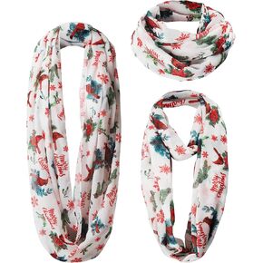 Shinymoon Christmas Cardinal Scarf for Women Lightweight Soft Winter Birds Loop Scarf Floral Snowflake Circle Scarf for Women Xmas Gifts Decorations