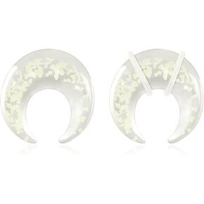 Ear Plugs Glass Horseshoes Gauges Noctilucent Pinchers Gauges Crescent C Shape Ear Expander with O-Rings Buffalo Ear Tapers Tunnels Piercing Jewelry for Men Women 2G