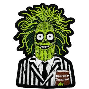 Holloween Horror Movie Pickle with Recently Deceased Handbook Embroidered Iron On Patch Inspired by Beetlejuice