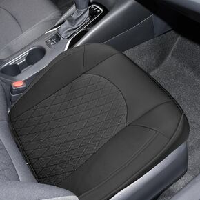 ramuel Universal Fit Leather Car Seat Covers for Cars Front Seat Cover Protector Seat Cushion Pad Mat Protect Edge Wrapping Anti-Slip for Most Cars, Pickup, Sedan, Truck, SUV (2pc Black)