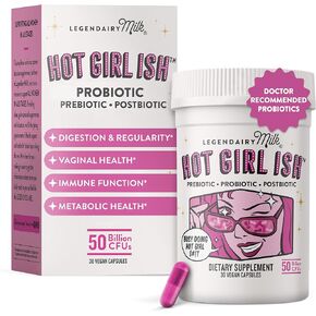 Legendairy Milk Hot Girl Ish™ - Daily Probiotics for Women with 50 Billion CFU - Women's Probiotic Supplement with 20 Probiotic Strains, Prebiotics & Postbiotic for Digestive, Gut & Immune Health