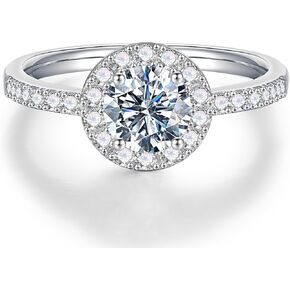 Cacupol 3CT Moissanite Engagement Ring For Women, D Color VVS1 Clarity Round Cut Solitaire Lab Created Diamond, White Gold Plated Solid S925 Sterling Silver 6 Prong Moissanite Wedding Band