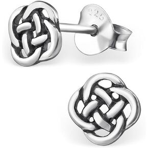 ICYROSE 925 Sterling Silver 5mm Round Infinity Celtic Knot Stud Earrings (Nickel Free) 31422