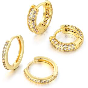 Gold Hoop Earrings for Men,Hypoallergenic Surgical Stainless Steel Hoop Earrings for Sensitive Ears,Small Cubic Zirconia Cartilage Huggie Hoop Earrings Piercing Jewelry Sets 10mm 12mm in Kuwait