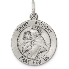 Solid 925 Sterling Silver Antiqued Saint Anthony Medal Customize Personalize Engravable Charm Pendant Jewelry Gifts For Women or Men (Length 0.98" Width 0.78")