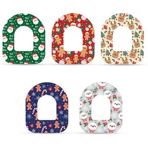25 Sheets Adhesive Patches for Omnipod 5, Waterproof Sensor Stickers Adhesive Christmas Overpatches Breathable Cover Tape for Omnipod 5