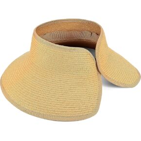 EINSKEY Women's Wide Brim Sun Visor Packable Floppy Straw Hat UV Protection for Summer Beach Travel Golf Hiking