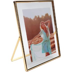 Gold Floating Frame (8×10 inches, Vertical), For Picture 7x9, 6x8, 5x7, Tabletop Shelf Photo Frames, Classy Gift For Valentine's Day, Birthday or Wedding, Home or Office Décor