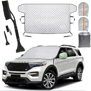 Car Windshield Cover for Ice and Snow Kit | Snow Cover with Side Mirrors Covers | Waterproof Frost Cover for Cars, SUVs, Trucks | Secure Fit Windproof Covers Winter Car Accessories (71"x43")
