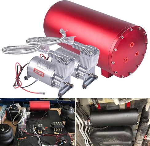 150 PSI Air Compressor with 1.6 Gallon 200 PSI Air Tank Aluminum Air Compressor Onboard System 12V 1/4NPT for Train Truck Trailer Train Auto Air Lift Suspension Heavy Duty Air Horn Compressor in Kuwait