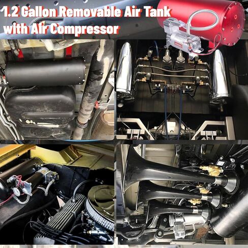 150 PSI Air Compressor with 1.6 Gallon 200 PSI Air Tank Aluminum Air Compressor Onboard System 12V 1/4NPT for Train Truck Trailer Train Auto Air Lift Suspension Heavy Duty Air Horn Compressor in Kuwait