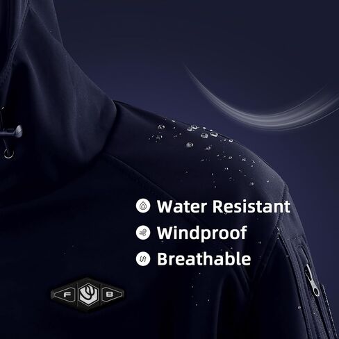 Heated Jackets for Men With 16000mAh Battery Pack Included Windproof Water Resistant Mens Heated Jacket with Foldable Hood (Navy,2XL) in Kuwait